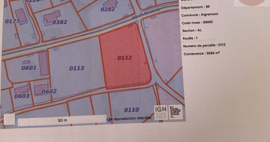 vente Terrain constructible Aigremont