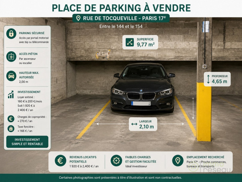 vente Parking intérieur Paris 17eme Arrondissement - Photo 1