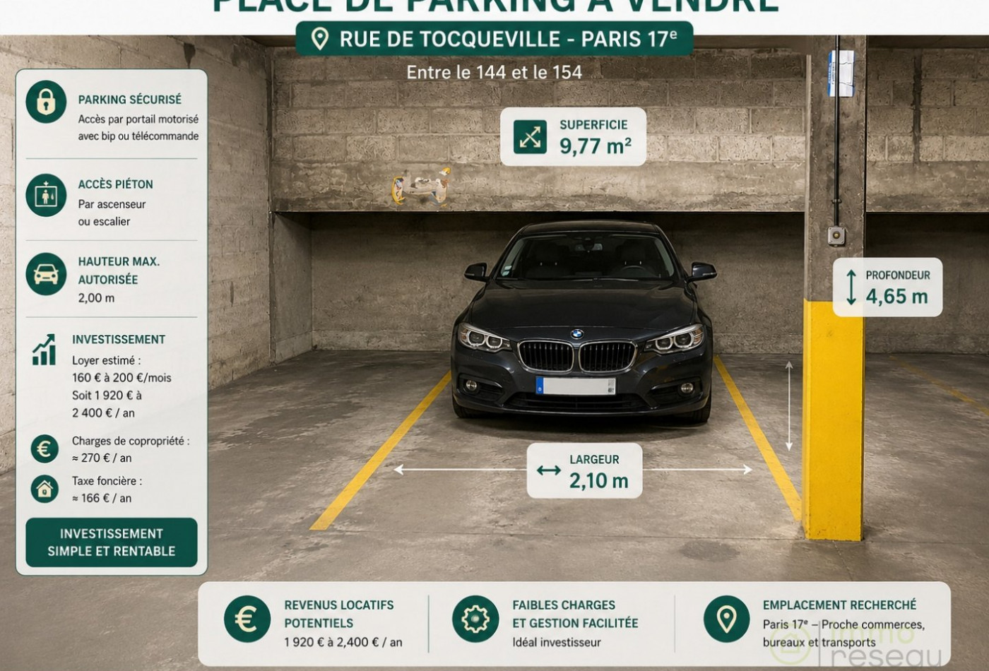 vente Parking intérieur Paris 17eme Arrondissement - Photo 1
