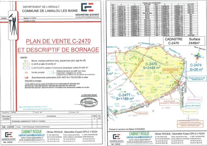 vente Terrain constructible Lamalou Les Bains