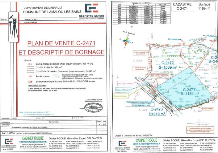 à vendre Terrain constructible Lamalou Les Bains
