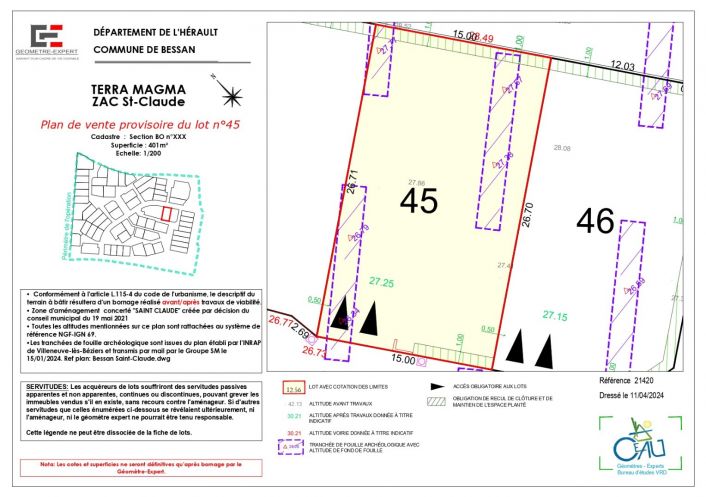 vente Terrain constructible Bessan