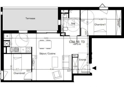 vente Appartement terrasse Beziers