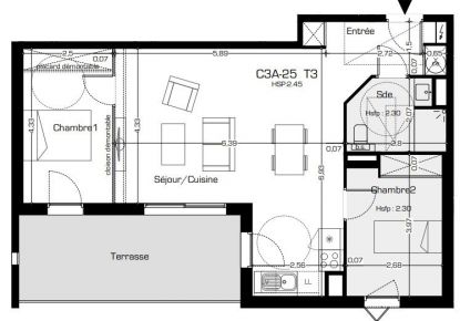 vente Appartement terrasse Beziers