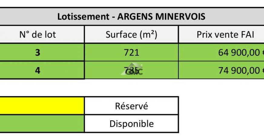 vente Terrain en lotissement Argens Minervois