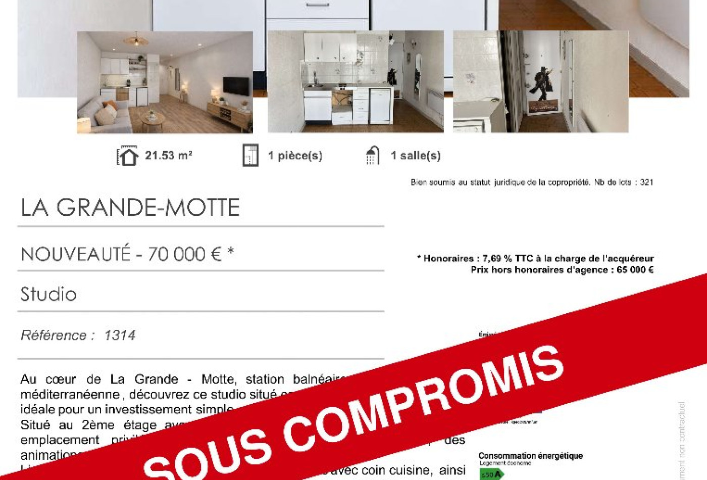 vente Studio La Grande-motte - Photo 1