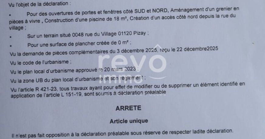 vente Maison Pizay