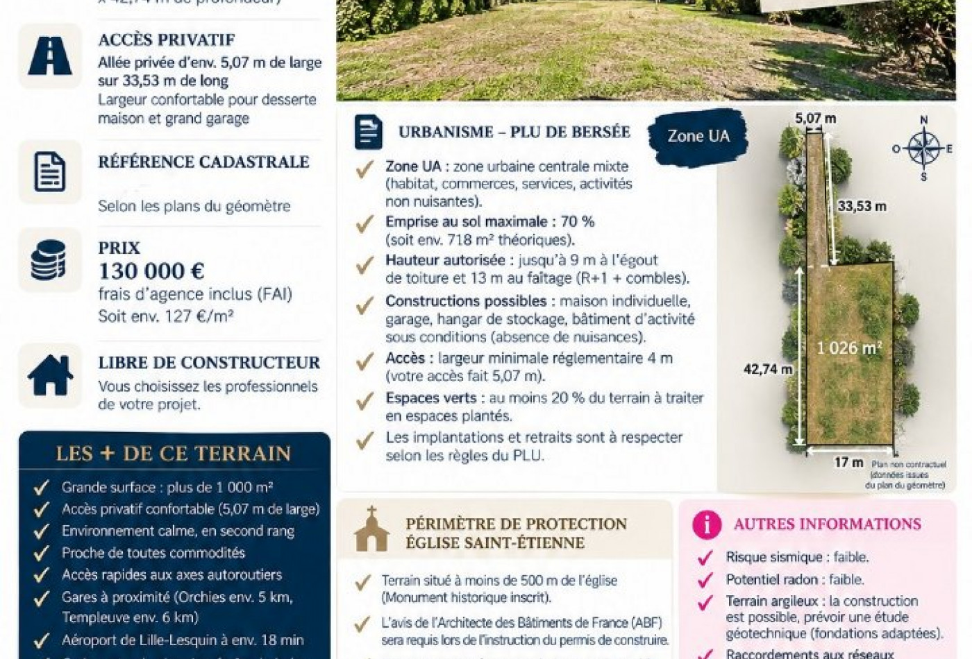 vente Terrain Bersee - Photo 1