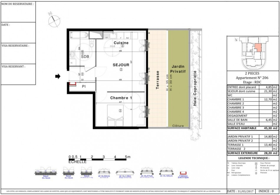 plan appartement 1 pièce 45m2