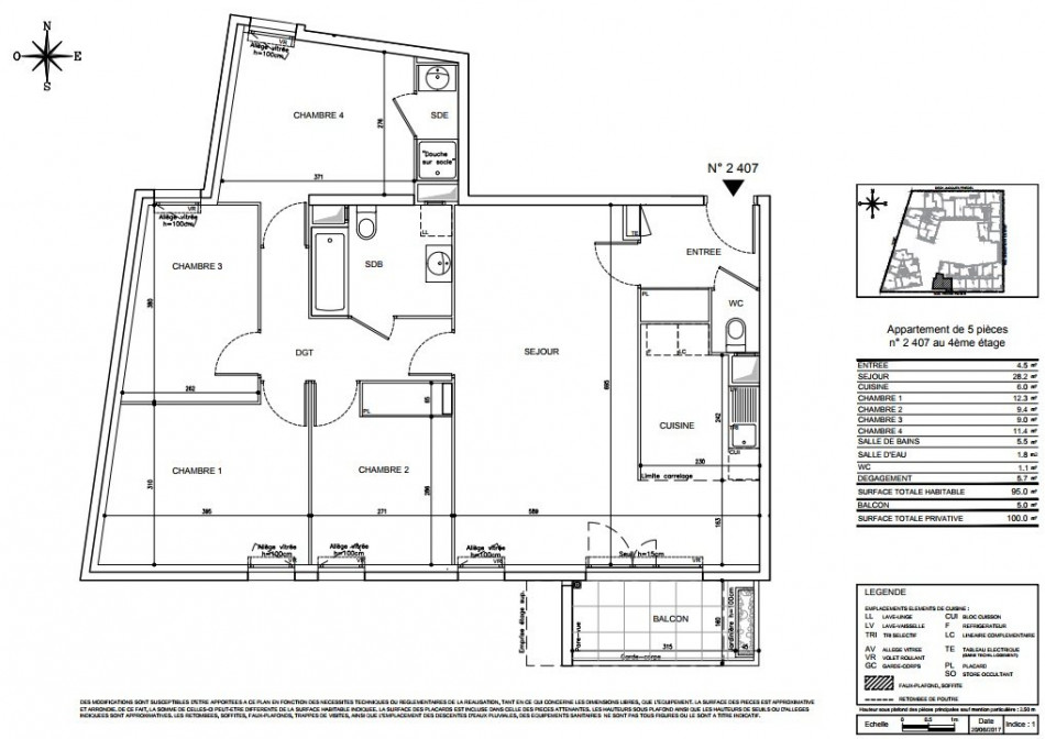 plan appartement 95 m2