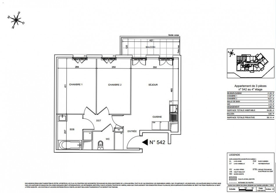 plan appartement 54m2