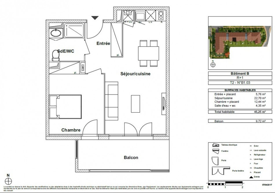 plan appartement 1 pièce 45m2
