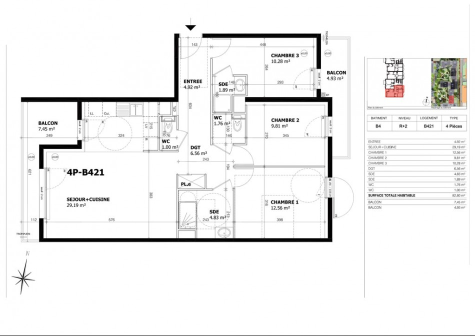 plan appartement 83 m2