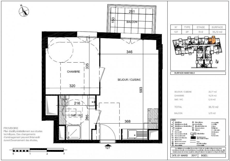 plan appartement 37 m2