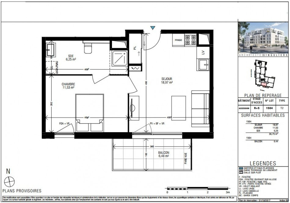 plan appartement 37 m2