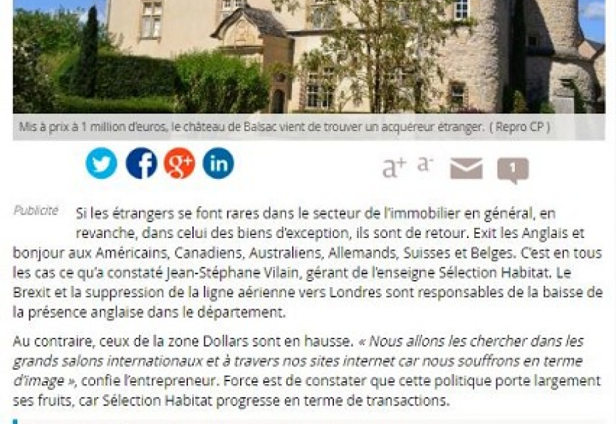 La presse en parle.... Selection immobilier