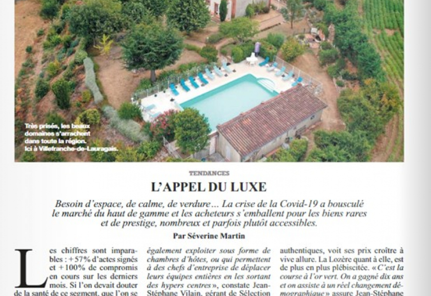 Le château d'arvieu dans le figaro Selection habitat