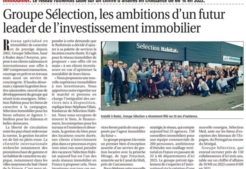 Selection groupe, les ambitions dun futur leader de linvestissement immobilier Selection habitat