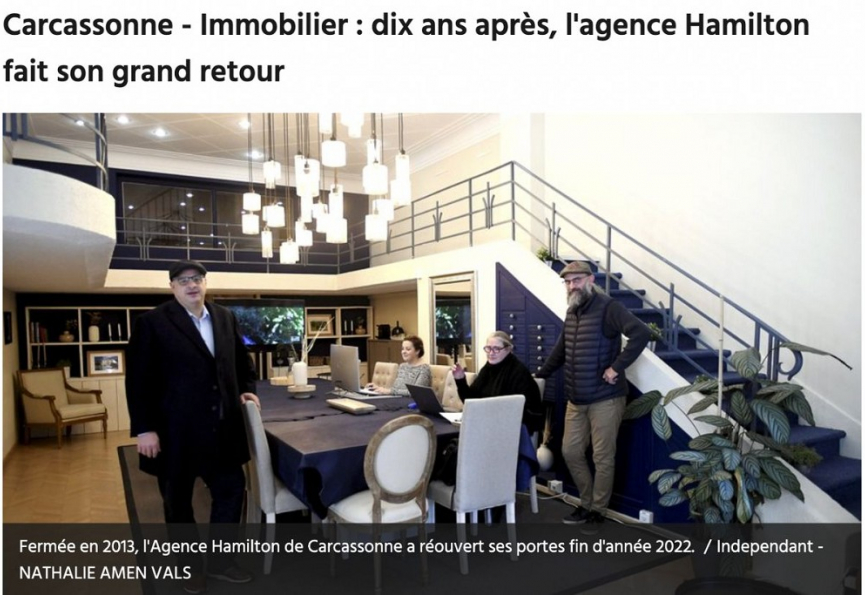 Carcassonne - immobilier : dix ans après, l'agence hamilton fait son grand retour Selection habitat