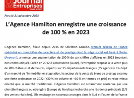 Lagence hamilton enregistre une croissance de 100 % en 2023 Hamilton