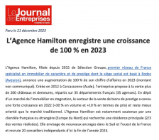 L’agence hamilton enregistre une croissance de 100 % en 2023 Hamilton