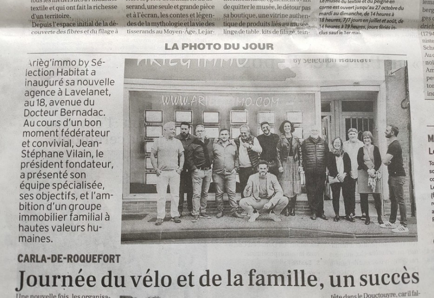 La dépeche ariège revient sur notre inauguration de lavelanet Selection habitat