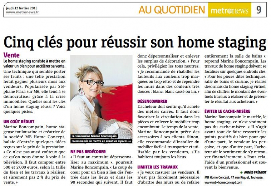 Le home staging à toulouse Mb home immo