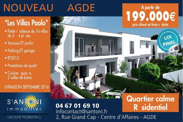La résidence villas paolo à agde est accessible avec le ptz ! Soleil & prestige immobilier