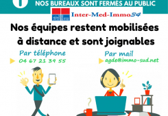 Nous restons mobilisÉs pendant le confinement et sont autorisÉs : Inter-med-immo34