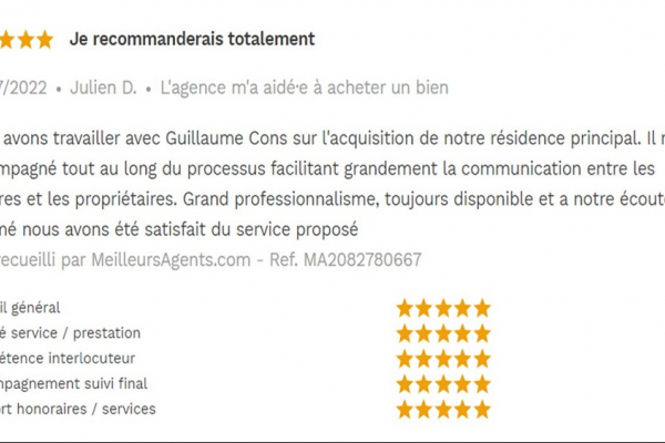 Avis 5 étoiles site meilleurs agents pour agences immobilières à annecy cp immobilier 06/07/2022 Cp immobilier