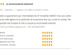 Avis 5 étoiles site meilleurs agents pour agences immobilières à annecy cp immobilier 11/01/2022 Cp immobilier