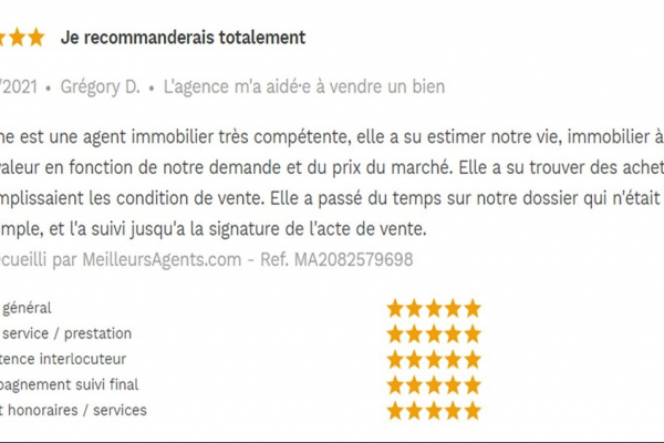 Avis 5 étoiles site meilleurs agents pour agences immobilières à annecy cp immobilier 05/08/2021 Cp immobilier
