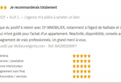 Avis 5 étoiles site meilleurs agents pour agences immobilières à annecy cp immobilier 06/07/2021 Cp immobilier