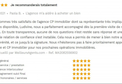 Avis 5 étoiles site meilleurs agents pour agences immobilières à annecy cp immobilier 01/07/2021 Cp immobilier