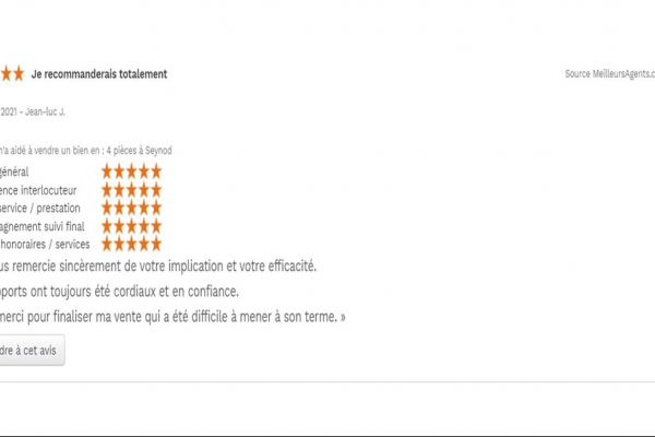 Avis 5 étoiles site meilleurs agents pour agences immobilières à annecy cp immobilier 30/06/2021 Cp immobilier