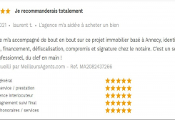 Avis 5 étoiles site meilleurs agents pour agences immobilières à annecy cp immobilier 12/01/2021 Cp immobilier