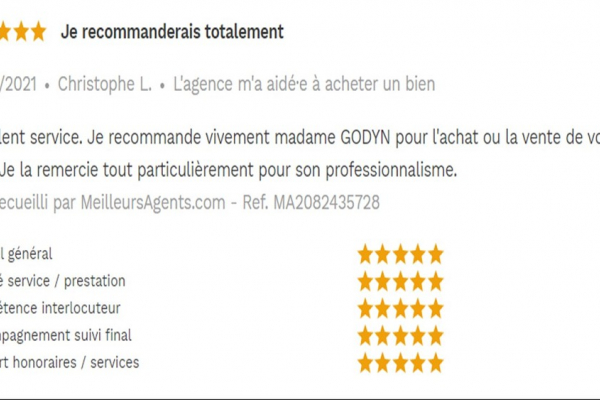 Avis 5 étoiles site meilleurs agents pour agences immobilières à annecy cp immobilier 09/01/2021 Cp immobilier