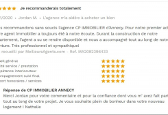 Avis 5 étoiles site meilleurs agents pour agences immobilières à annecy cp immobilier 21/11/2020 Cp immobilier