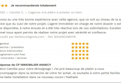 Avis 5 étoiles site meilleurs agents pour agences immobilières à annecy cp immobilier 21/11/2020 Cp immobilier