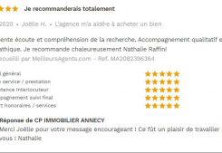Avis 5 étoiles site meilleurs agents pour agences immobilières à annecy cp immobilier 21/11/2020 Cp immobilier