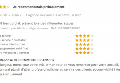 Avis 4 étoiles site meilleurs agents pour agences immobilières à annecy cp immobilier 10/11/2020 Cp immobilier