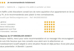 Avis 5 étoiles site meilleurs agents pour agences immobilières à annecy cp immobilier 27/10/2020 Cp immobilier