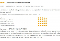 Avis 5 étoiles site meilleurs agents pour agences immobilières à annecy cp immobilier 23/09/2020 Cp immobilier