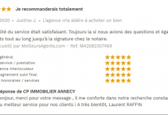 Avis 5 étoiles site meilleurs agents pour agences immobilières à annecy cp immobilier 23/09/2020 Cp immobilier