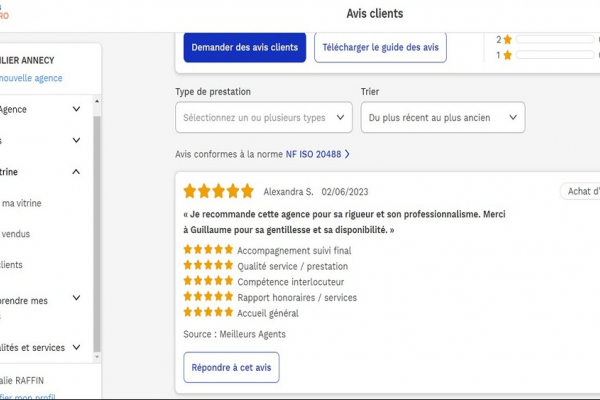 Avis 5 étoiles site meilleurs agents pour agences immobilières à annecy cp immobilier 2/06/2023 Cp immobilier