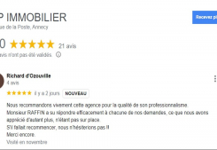 Avis 5 étoiles page google agence immobilière à annecy cp immobilier 23/11/2023 Cp immobilier