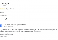 Avis client cinq étoiles posté sur notre page google agence immobiliere cp immobilier annecy en fevrier 2024 Cp immobilier