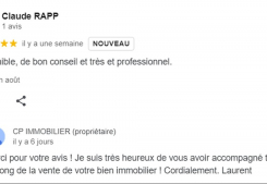 Avis client 5 étoiles page google agence immobilière cp immobilier une des meilleures agences immobilières à annecy Cp immobilier