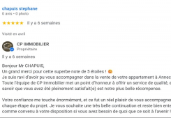 Avis client chapuis cinq etoiles sur page google cp immobilier annecy une des meilleures agences immobilières à annecy Cp immobilier