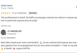 Avis client veyrat 5 etoiles sur la page google de cp immobilier annecy une des meilleures agences immobilières à annecy Cp immobilier